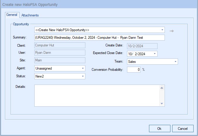 QuoteWerks Creates/Updates Opportunities in HaloPSA