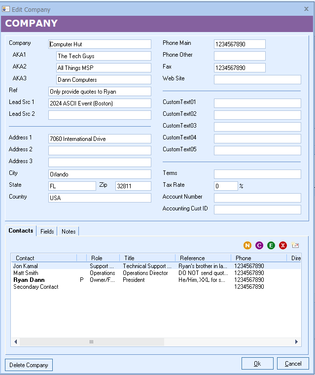 QuoteWerks can pull lookup list information from the 
					contact